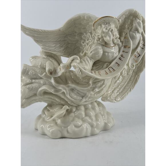 Candle Holder Porcelain Angel Ivory 6.85” T x 9” W x 3.6” D Palm Tree 2000 - Picture 11 of 11